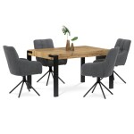 Jídelní stůl 140x88 , dekor divoký dub, kov černý mat