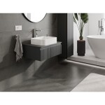 MEXEN/S - Rivel koupelnová skříňka pod umyvadlo 70 cm s deskou, 1 šuplík, reliéf , grafit mat 91A20-07023-1-BFC66