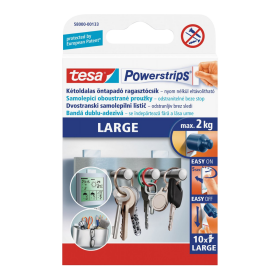 Tesa Powerstrips® Large - velké lepicí proužky, nosnost 2 ks, oboustranné, bílé