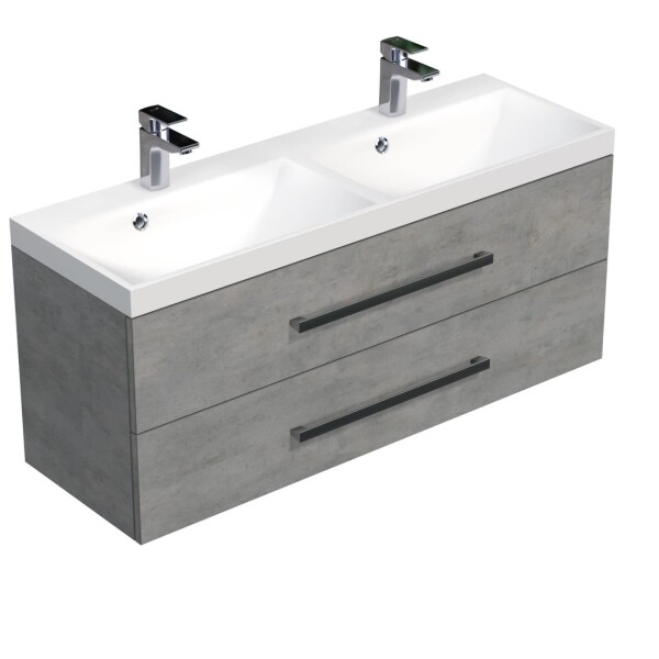 Koupelnová skříňka s dvojumyvadlem SAT Cube Way 120x53x40 cm beton CUBE2120ZBE CUBE2120ZBE