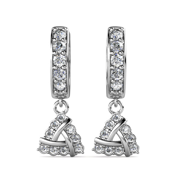 Elenys pozlacené náušnice s krystaly Swarovski® Triangl 18K bílé zlato