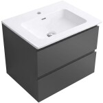 CERANO - Koupelnová skříňka Carole - antracitová + keramické umyvadlo Novo - bílá lesklá - 61x49,5x46,5 CER-057941