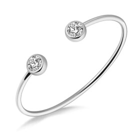 Pevný bangles náramek Iva - ocel, zirkon, Stříbrná