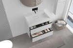 CERANO - Koupelnová skříňka Velora - bílá matná, úchytka černá + umyvadlo z lit. mramoru Vita - bílá lesklá - 70x63x46,5 CER-8050BD83986