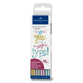 Popisovač Faber-Castell Pitt Artist Pen 4 barvy, metalické