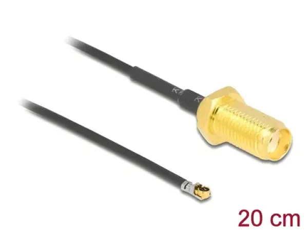 DeLock anténní pigtail SMA-MHF 20cm / Pigtail / SMA zásuvka – MHF vidlice / délka 20 cm (12662)
