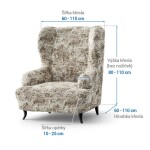 Bielastické potahy MARMO béžové křeslo ušák (š. 60 - 110 cm)