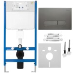 REA - Podomítkový WC systém K011A-Q + tlačítka I Brush Titan KPL-E0634