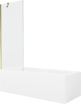 MEXEN/S - Cubik obdélníková vana 170 x 70 cm s panelem + vanová zástěna 70 cm, transparent, zlatá 550317070X9507000050