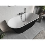 MEXEN/S - Oris volně stojící vana nástěnná reliéf 170 x 80, bílá/černá, sifon a přepad grafit kartáčovaná 52871708075-66