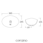 CERANO - Umyvadlo keramické Minio - na desku - černá matná - 34,5x24,5 CER-477008