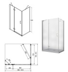 BESCO - Obdélníkový sprchový kout VIVA 195O - Rozměr A - 100, Rozměr B - 80, Směr zavírání - Levé (SX) BCVIV8010L