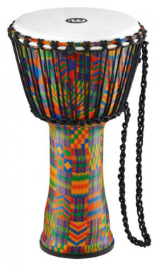 Meinl PADJ2-M-F Rope Tuned Travel Series Djembe 10” - Kenyan Quilt