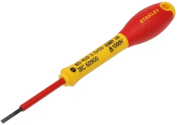 Stanley Šroubovák s plochou hlavou 1000V VDE / Šířka čepele 2.5 mm / Délka 148 mm / magnetický (0-65-410)