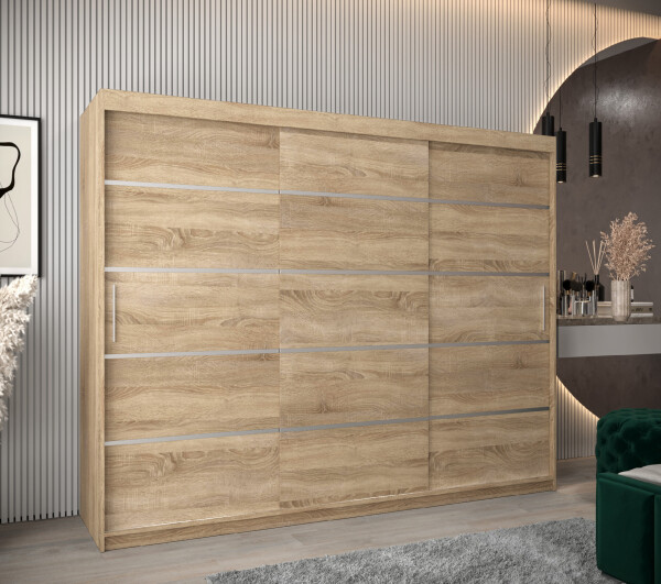 Šatní skříň Abi V1 Barva korpusu: Dub Sonoma, Rozměry: 250 cm, Dveře: Dub sonoma