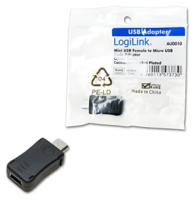 LogiLink Adaptér Micro USB - Mini USB černá / Adaptér / Micro USB (M) / Mini USB (F) (AU0010)