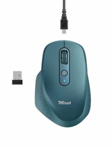 Trust Ozaa Rechargeable Wireless Mouse modrá / Bezdrátová optická myš / 2400DPI / 2.4 GHz / USB (24034)