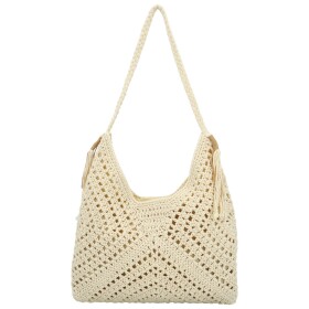 Módní dámská boho kabelka na rameno Ibolya, krémová
