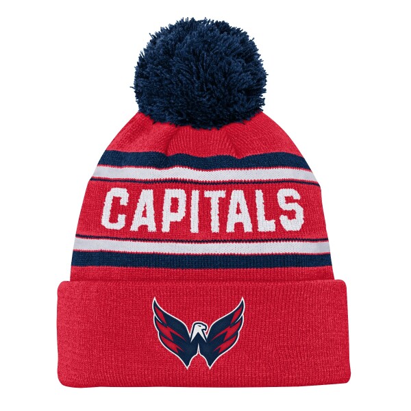 Outerstuff Dětská Zimní Čepice Washington Capitals Jacquard Cuffed Knit With Pom