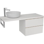 CERANO Deska pod umyvadlo Navira Pro - 161x46,5x3,6 cm - skříňka Velora 79 cm - bílá matná, zlatá úchytka - konzole chrom