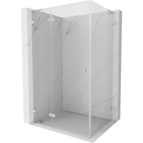 MEXEN/S - Lunar L sprchový kout dveře křídlové levá 80 x 70, transparent, nikl kartáčovaný 834L-080-070-97-00-L