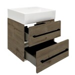 Koupelnová skříňka s umyvadlem a černou úchytkou SAT Cube Way 60x53x46 cm dub Wellington mat CUBE46C602DWSATCWL CUBE46C602DWSATCWL