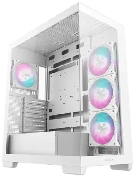 DEEPCOOL CG580 4F bílá / PC skříň / ATX / 4x 120mm ARGB / 2x USB-A 3.0 + 1x USB-C / bez zdroje / panoramatické sklo (R-CG580-WHADA4-G-1)