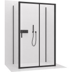 CERANO - Třístěnný sprchový kout Varone LINE U L/P - 6 mm - černá matná, transparentní sklo - 130x100x195 - posuvný CER-DY505B-90-209