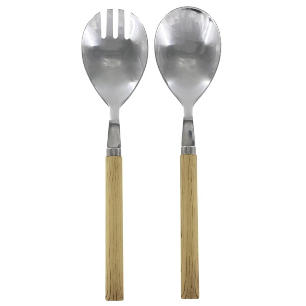 Chic Antique Servírovací příbor na sálat Linas Nature – set 2 ks, přírodní barva, kov, plast