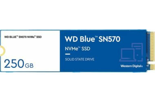 WD Blue SN570 250GB / M.2 SSD 2280 / PCIe Gen3 x4 / TLC / R: 3300MBps / W: 1200 MBps / 5y (WDS250G3B0C)