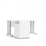 Rohový kancelářský stůl Prima 80400/44 bílý/stříbrné nohy