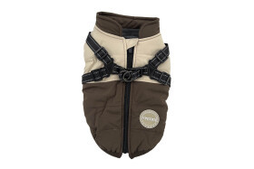 City-warm zimní bunda pro psa s postrojem Barva: Hnědá, Délka zad (cm): 33, Obvod hrudníku: 38 - 44 cm