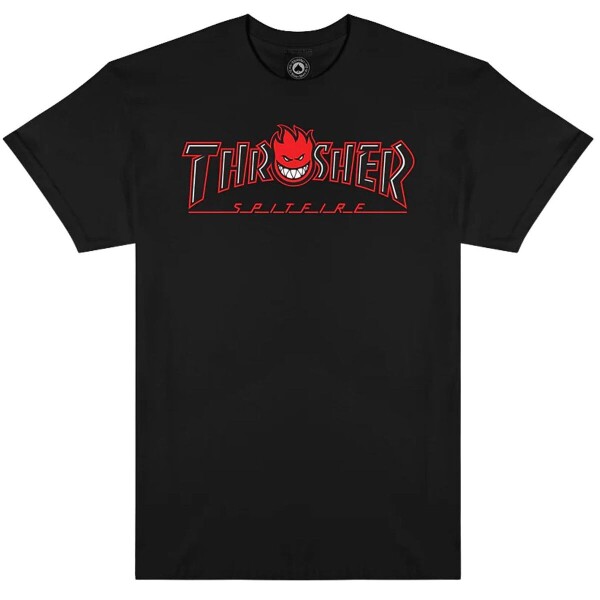 Tričko THRASHER x SPITFIRE - Big Head Outline Black velikost XL