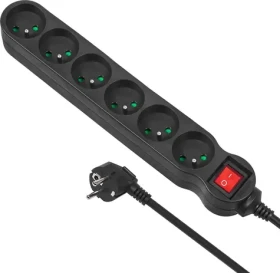 Maclean MCE225 černá / Prodlužovací zásuvka / 6x zásuvka typ F / 1,5 m / 2300 W / vypínač (MCE225)