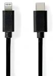 Nedis Lightning kabel 1 m černá / Datový kabel / USB-C (M) - Lightning 8-pin (M) / USB 2.0 / 480 Mbps (CCGL39650BK10)