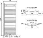 MEXEN - Ares otopný žebřík/radiátor 1500 x 600 mm, 733 W, antracit W102-1500-600-00-66