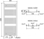 MEXEN/S - Ares radiátor + topná tyč 1500 x 600 mm, 900 W, černá W102-1500-600-2900-70