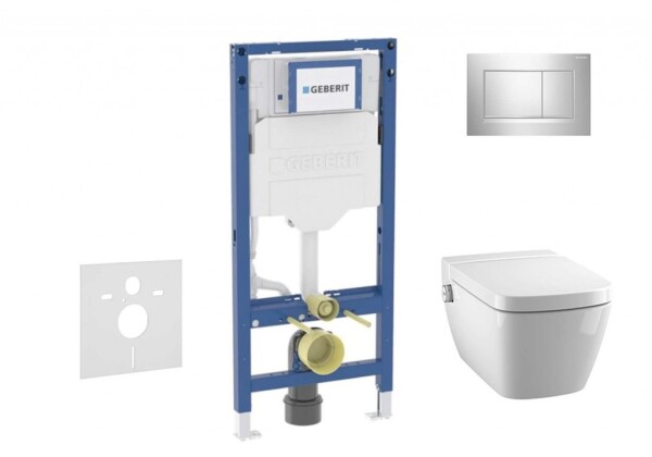 GEBERIT - Duofix Set předstěnové instalace, klozetu TECEone a sedátka softclose, tlačítko Sigma30, lesklý chrom/matný chrom SANI11CT1105