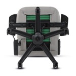 Herní křeslo, stříbrná látka, houpací mechanismus, polohování opěradla 90°-180°, 3D područky, polštáře z paměťové pěny,