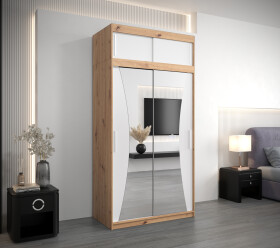 Šatní skříň Abi Mo s nástavcem Barva korpusu: Dub artisan, Rozměry: 120 cm, Dveře: Bílá