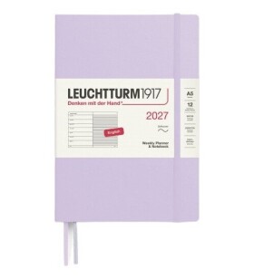 Týdenní plánovač & Zápisník Lilac, Medium A5 2027, Softcover, anglicky