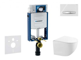 GEBERIT - Kombifix Set předstěnové instalace, kompaktního klozetu Gaia a sedátka softclose, tlačítko Sigma50, chrom/alpská bílá SANI15CA3129