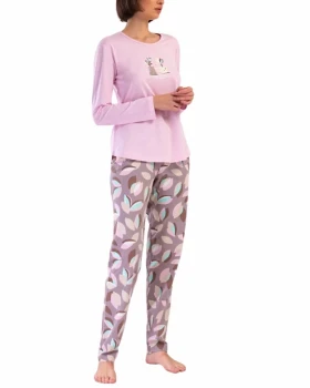 Dámské růžové dlouhé pyžamo vienetta Secret Klárka