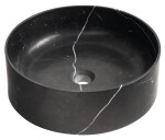 SAPHO - BLOK kamenné umyvadlo na desku, Ø 40cm, matný černý Marquin 2401-52