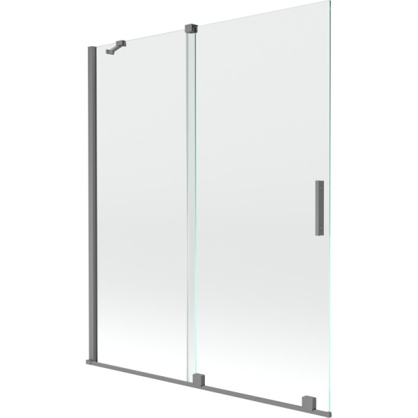 MEXEN/S - Velar dvoukřídlá posuvná vanová zástěna 140 x 150, transparent, grafit metal 896-140-000-01-95