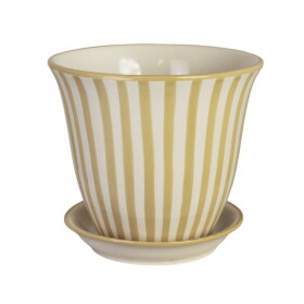 Strömshaga Keramický květináč s podmiskou Miriam Yellow 22 cm, žlutá barva, kov