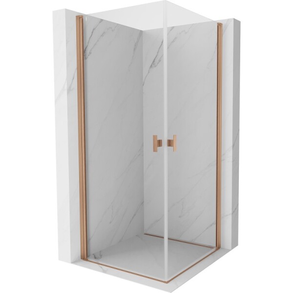 MEXEN/S - Mist-B Duo sprchový kout dveře křídlové 95 x 95, transparent, měď kartáčovaná 8A2-095-095-65-00