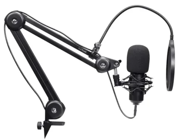 Trust GXT 270 Emita II černá / Mikrofon / kondenzátorový / nastavitelné rameno / USB-C / 2,5 m (25770)