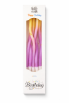 Dortové svíčky zakroucené fialovo-žlutá se zlatem 6ks