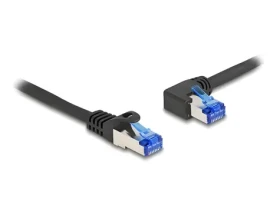 DeLock RJ45 / Patch kabel / Cat.6a S/FTP / 2 m / přímý - úhlový / černá (80219)